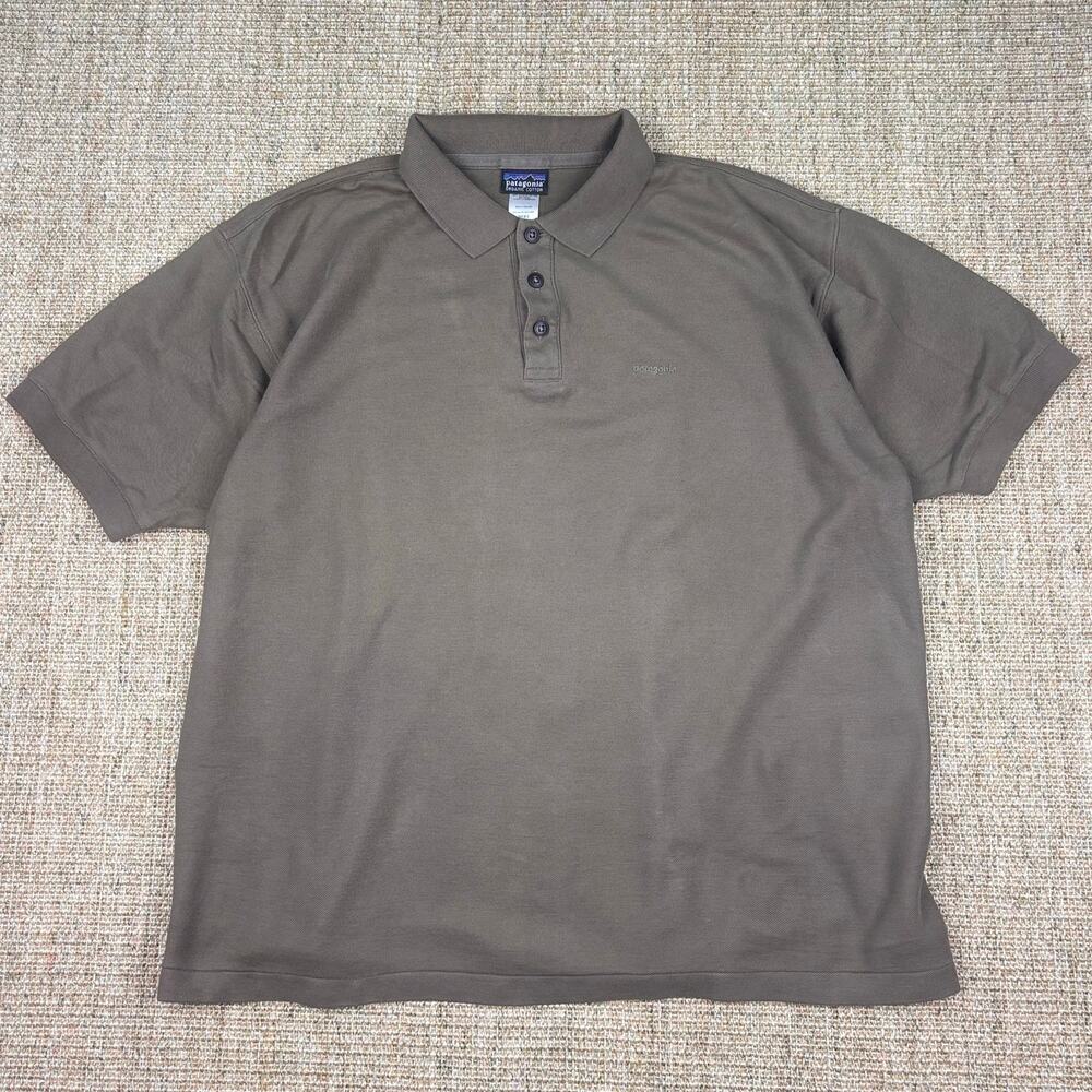 🏔️ Patagonia Organic Cotton Polo | Men's L | Olive/Brown